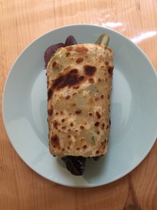 scallion pancake wrap With mixed greens